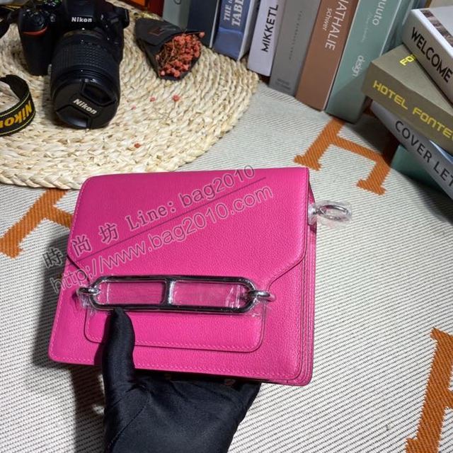 HERMES女包 豬鼻子包 Roulis Evercolor皮 玉蘭粉 愛馬仕百搭款單肩包 愛馬仕斜挎背包  Ama1697